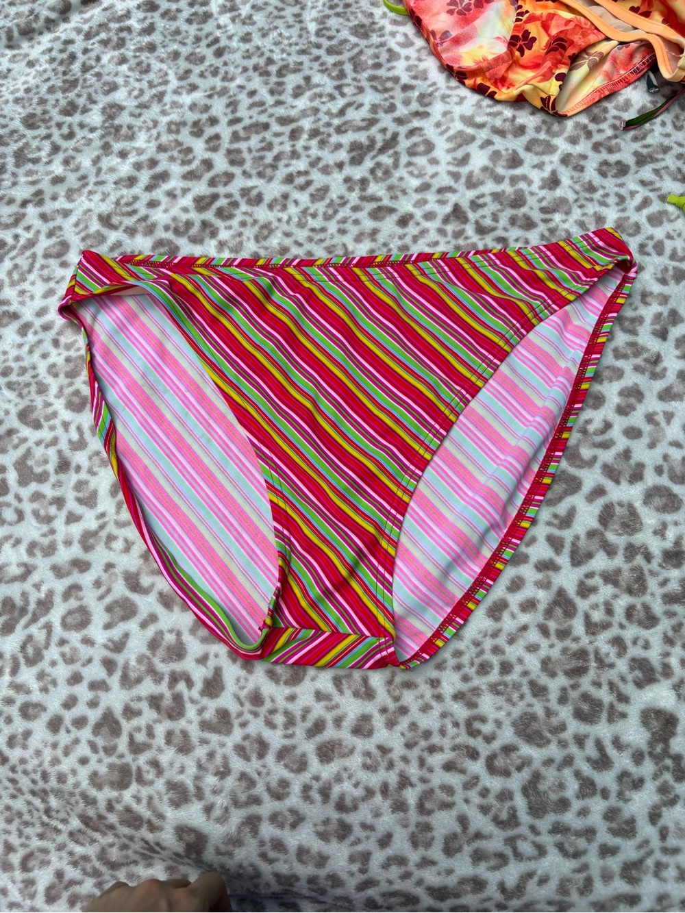 Vintage Striped Pink and Green Bikini Bottoms Size 18